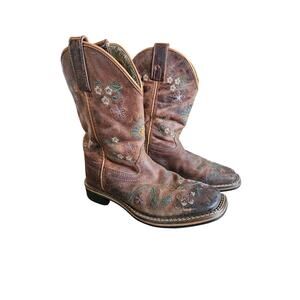 Girls 13.5 Smokey Mountain Western COWBOY BOOT Distressed Leather FLORALIE Brown